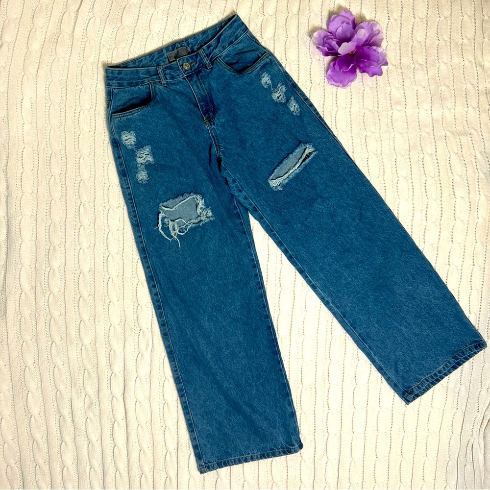 Wall Denim Men's Distressed Denim Light Blue Jeans; 40